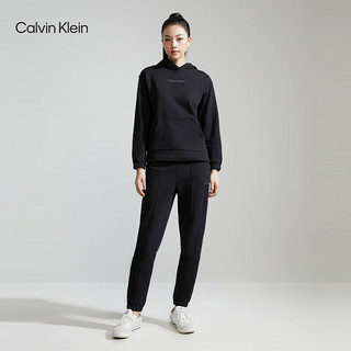 Calvin Klein运动女士简约字母吸湿跑步宽松落肩连帽卫衣4WS3W300 001-太空黑 XS