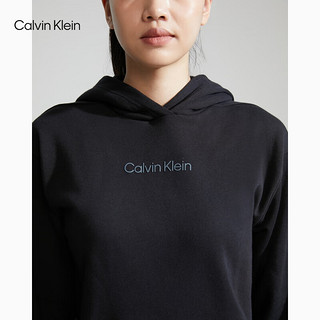 Calvin Klein运动女士简约字母吸湿跑步宽松落肩连帽卫衣4WS3W300 001-太空黑 XS