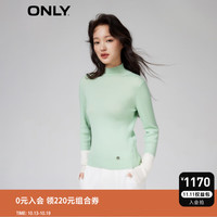 ONLY 百搭纯羊毛通勤拼接修身高领针织衫女123413011 C60 微妙的绿色 155/76A/XS