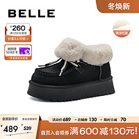 BeLLE 百丽 甜美保暖雪地靴女23冬季棉鞋蝴蝶结加绒短靴B1586DM3 黑色 35