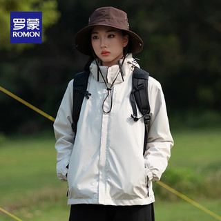 罗蒙（ROMON）单层冲锋衣男女户外款连帽防风防水春秋季夹克外套DY 男深蓝 XL