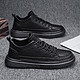 帕尔康（Paerkang）新款黑色休闲皮鞋男软底系带板鞋