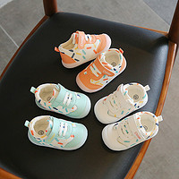 彩迪艾 春秋婴幼儿学步鞋防滑0-3岁1男女魔术贴童鞋透气宝宝网面小白鞋子
