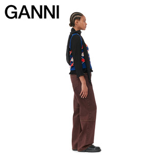 GANNI 女装 宝石蓝菱格纹圆领柔软棉质针织背心马甲 K2046756