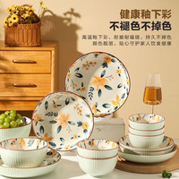 尚行知是碗饭碗日式陶瓷碗碟餐具家用釉下彩米饭碗盘碗筷乔迁 4.5英寸条纹米饭碗(1个)