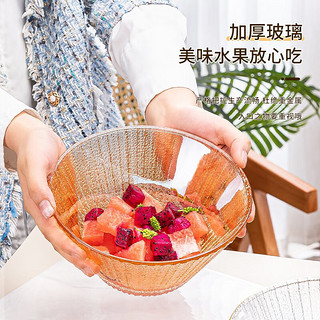 前力玻璃沙拉碗家用水果盘ins风透明大容量高颜值锤纹碗日式果盘 方形透明500ml*2