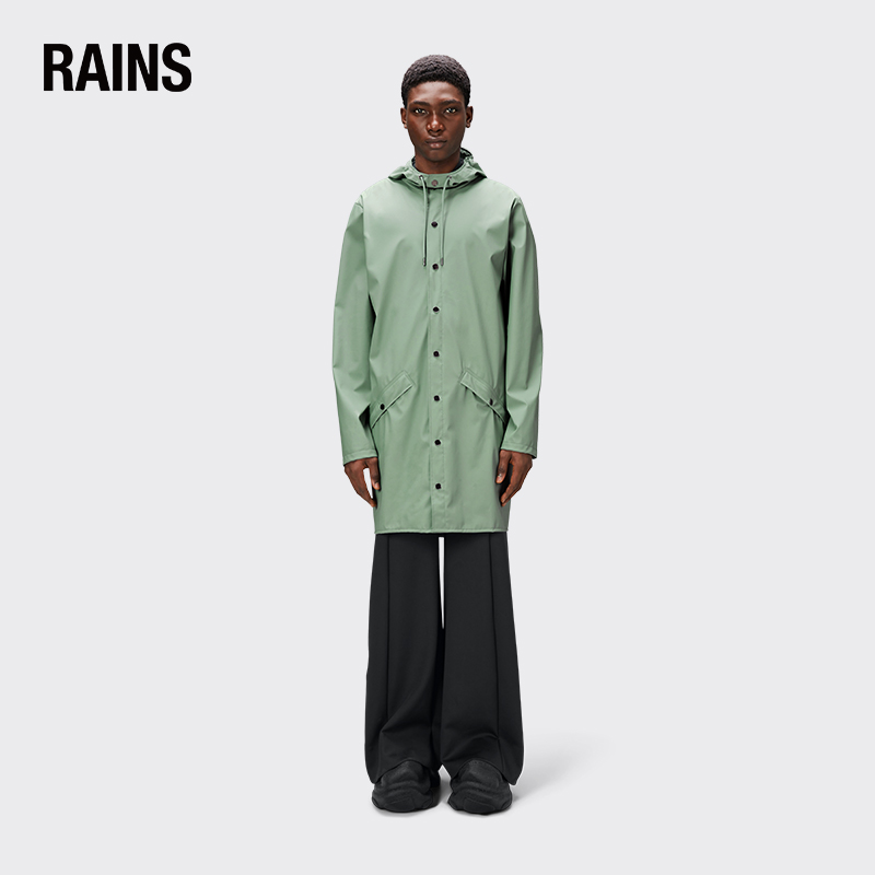 Rains 中长款防水夹克外套 时尚鱼尾风衣男女同款雨衣Long Jacket
