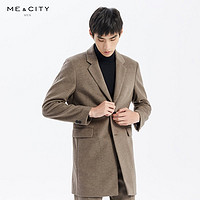 MECITY 男装冬季新款时尚中长款大衣男士休闲外套羊毛男