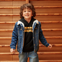 Levi's男童秋翻领牛仔夹克舒适加厚羊羔绒李维斯童装儿童舒适梭织外套