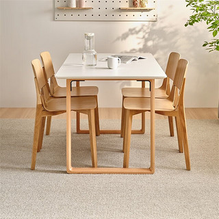 全友（QUANU）餐桌椅组合北欧原木风餐厅饭桌稳固实木框架家用吃饭桌子DW1175 餐桌+餐椅*4