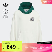 adidas 阿迪达斯 三叶草小飞象合作款男大童印花运动连帽卫衣 汉玉白 140CM