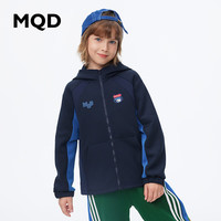 MQD 马骑顿 童装男童外套儿童针织撞色透气网眼运动连帽上衣
