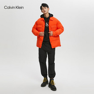 Calvin Klein Jeans秋冬男士通勤印花大口袋按扣翻领棉服外套J322218 S04-桔红色 XL