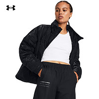 安德玛（UNDERARMOUR）秋冬ColdGear 女子短款丝绒亮面训练运动羽绒服1378859 黑色001 L