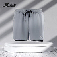 特步（XTEP）特步泳裤男士游泳裤双层水陆两用温泉沙滩裤B210024 灰色 L 