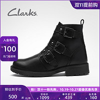 Clarks 其乐 女鞋秋冬复古时尚潮流搭扣及踝靴简约复古马丁靴女