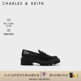 CHARLES&KEITH23冬季CK1-70900494厚底松糕乐福鞋单鞋女 Black Box黑色 36