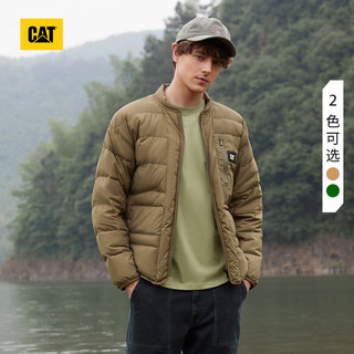 CAT 卡特彼勒 卡特男士户外休闲侧插口袋棒球领轻薄短款羽绒服 浅卡其 L