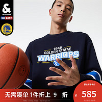 杰克·琼斯（JACK&JONES）秋季男士NBA联名勇士队字母刺绣撞色拼接休闲卫衣223333009 深兰色 165/88A/XS