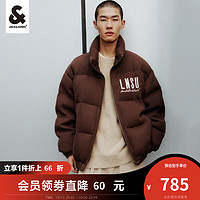 杰克·琼斯（JACK&JONES）秋冬男保暖外套宽松重磅针织休闲款立领羽绒服 巧克力马提尼-E12 165/88A/XS