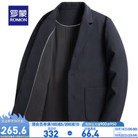 罗蒙(ROMON)高弹西服男冬纯色单西外套中青年商务休闲易打理职业装 黑色 175