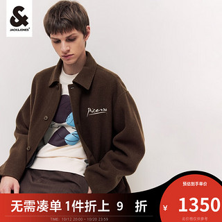 杰克·琼斯（JACK&JONES）秋冬男士毕加索联名宽松休闲百搭毛呢外套223427037 深棕色E08 170/92A/S