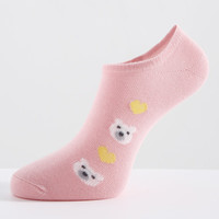 JEANSWEST 真维斯 女装休闲船袜 袜子 女款提花运动女士短筒袜 浅粉红8350 F