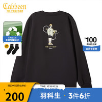 卡宾男装 卡通刺绣卫衣山系宽松套头上衣潮流街头H 煤黑色01 50/175/L