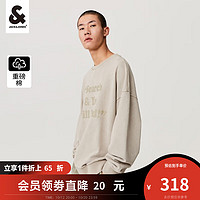 杰克·琼斯（JACK&JONES）秋季男士潮流宽松简约纯棉字母印花做旧水洗圆领卫衣上衣 月光灰-A00 165/88A/XS