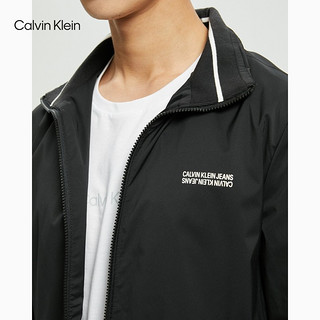 Calvin Klein Jeans春秋男士简约休闲立领撞色正反LOGO单夹克外套ZM01839 BEH-黑色 S