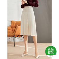 秋季气质学院风金属扣压褶a字半身裙女