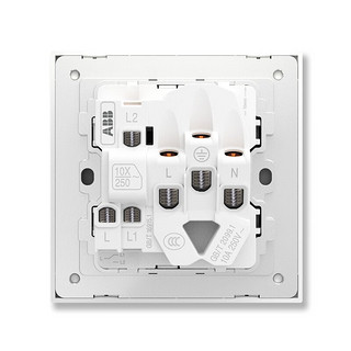 ABB 开关插座面板 轩璞系列白色 86型10A五孔带双控开关电源插座 五孔一开（可单独控制灯）