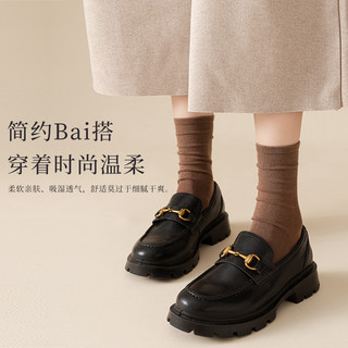 无骨袜子女春秋款纯棉底中筒袜白色月子长筒堆堆袜乐福鞋夏季长袜 DHR12