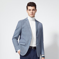 FIRS 杉杉 男士西服休闲商务细纹格浅蓝挺阔版型春秋外套