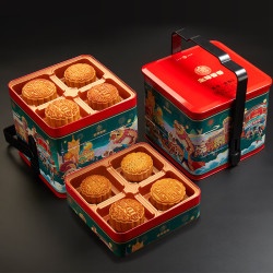 金尊 8味12饼1180g月饼礼盒高端三层铁罐提篮喜悦金秋品团购