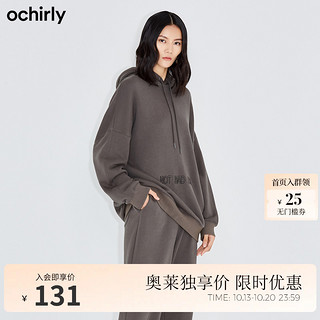 ochirly 欧时力 新款春装刺绣油画印花连帽长袖上衣宽松卫衣女