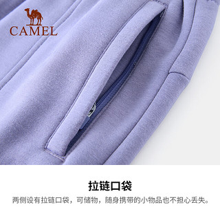 骆驼（CAMEL）运动裤女冬加绒加厚针织长裤束脚直筒收口保暖卫裤 C23CA66004，晚霞紫，女 S