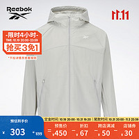 Reebok锐步季男女款运动休闲舒适百搭时尚梭织透气夹克 灰色 A/XL