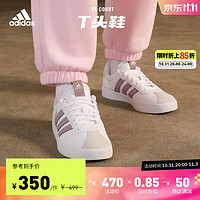 adidas「T头鞋」阿迪达斯轻运动VL COURT 3.0女休闲运动板鞋 白色/深粉色/灰色 38.5(235mm)