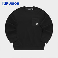 斐乐(FILA) FUSION潮牌男子针织套头衫2023冬时尚纯棉圆领卫衣 正黑色-BK 165/88A/S
