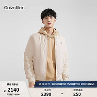 Calvin Klein Jeans男士简约字母印花休闲棒球领棉服外套J324337 ACF-奶白色 M