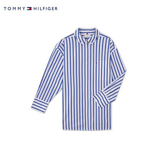 TOMMY HILFIGER女装纯棉简约条纹宽松长袖衬衫外套WW0WW38952 蓝白条纹0FK 32（XS）