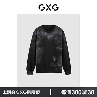 GXG男装 商场同款黑色水洗圆领卫衣 23年冬季GEX13126704 黑色 165/S