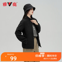 雅鹿【摇粒绒】男女同款立领休闲服简约百搭保暖外套JDL 黑色(女款） 165/S