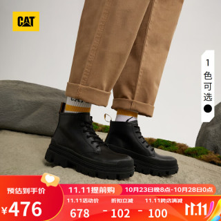 CAT 卡特靴子冬男女同款户外休闲牛皮工装靴低靴子 黑色 38