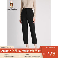 Hush Puppies暇步士女装2023冬简约通勤百搭宽松直筒休闲裤子 188黑色 30