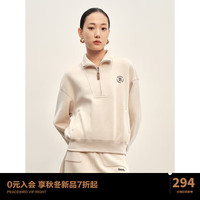 太平鸟立领卫衣女士冬季美式复古美拉德宽松上衣套装 米色 S