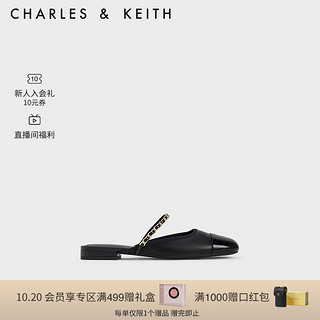 CHARLES&KEITH23冬季链条袢带拼头穆勒拖鞋女CK1-70900488 Black黑色 38