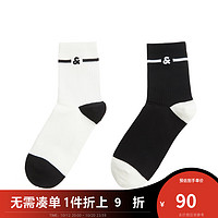 杰克·琼斯（JACK&JONES）秋季男士简约舒适纯色休闲2双装袜子男休闲袜22331Q020 雪白/黑色 M