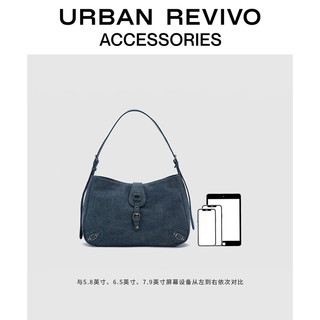 URBAN REVIVO 女士复古风大容量单肩斜挎包UAWB30043 中灰蓝